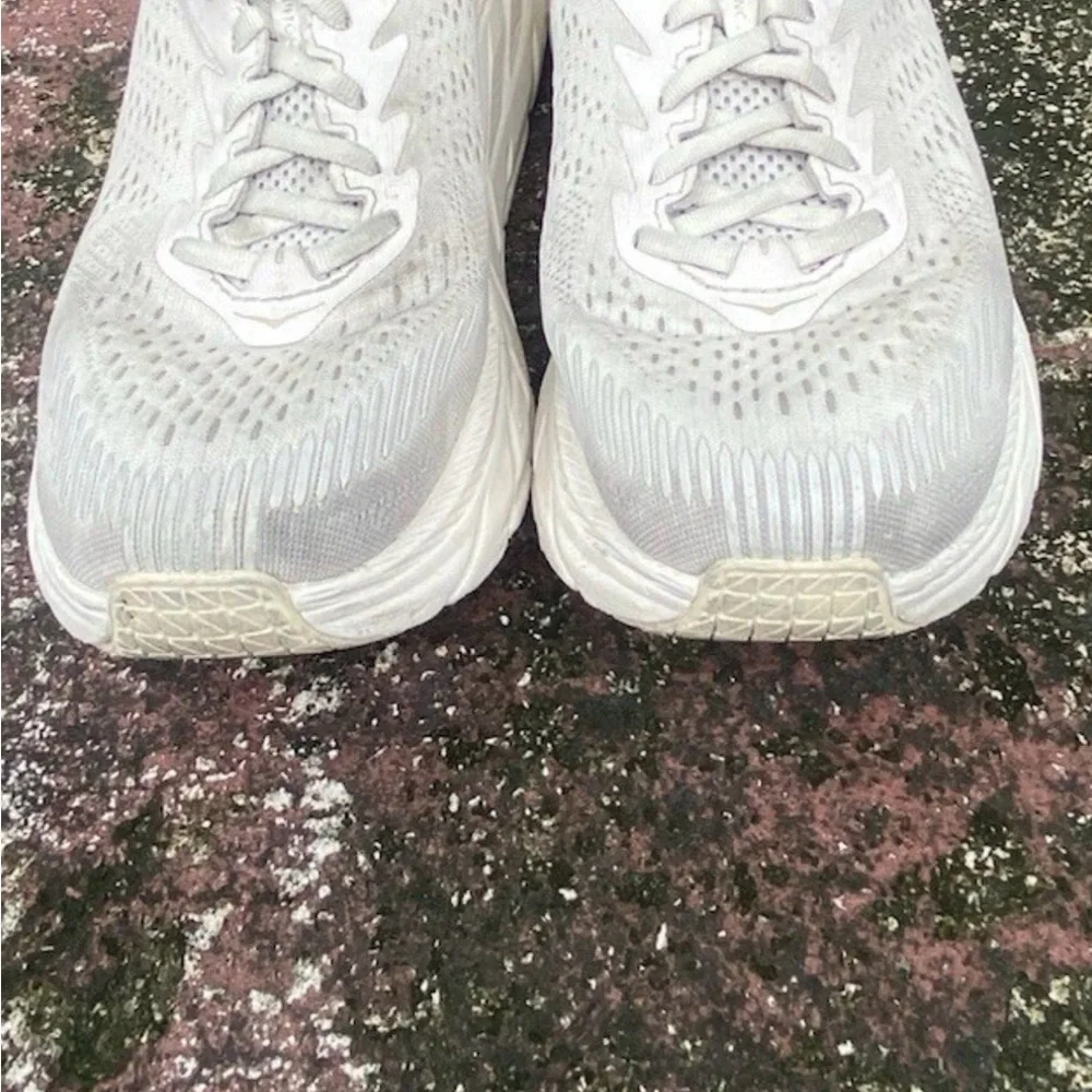 Hoka Women's/Unisex Light Gray Cream Athletic Running Shoes